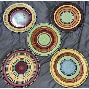 HF Coors Vibrant ACAPULCO DINNERWARE 5 Plates COLORFUL STRIPED Variety Patterns
